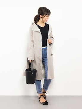 「LEPSIM（レプシィム）のボリュームイヤリング　744805（イヤリング）」を使った、RINAさん（レディース・160cm）の春コーディネート