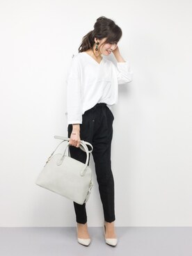 「FREAK'S STORE（フリークスストア）のパーツイヤリング-クリア-（イヤリング）」を使った、RINAさん（レディース・160cm）の春コーディネート