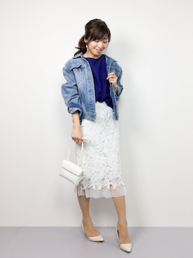 「LEPSIM（レプシィム）のボリュームイヤリング　744805（イヤリング）」を使った、RINAさん（レディース・160cm）の春コーディネート
