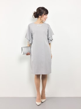 結婚式 ワンピース ボリュームスリーブ レース パールネックレス付きワンピースドレスを使ったコーディネート一覧 Wear