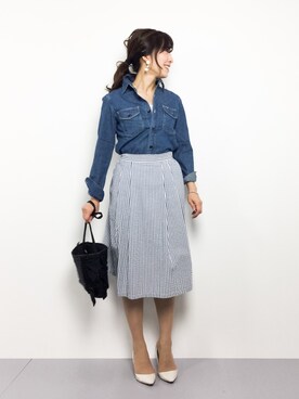 「Lee（リー）のアイテム（シャツ/ブラウス）」を使った、RINAさん（レディース・160cm）の春コーディネート