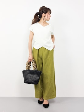 「PLAIN CLOTHING（プレーンクロージング）のアイテム（かごバッグ）」を使った、RINAさん（レディース・160cm）の春コーディネート