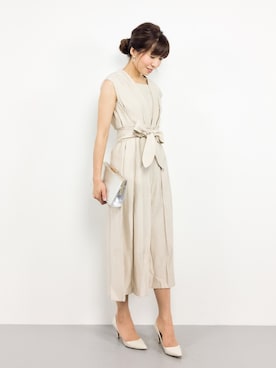 「アイテム（つなぎ/オールインワン、ベージュ系）」を使った、RINAさん（レディース・160cm）の夏コーディネート