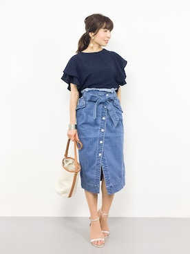 「URBAN RESEARCH Sonny Label（アーバンリサーチサニーレーベル）のSonny Label キャンバスバケツショルダーバッグ（ショルダーバッグ）」を使った、RINAさん（レディース・160cm）の夏コーディネート