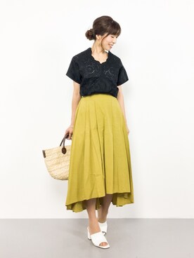 「スカラップ」｜「アイテム（その他トップス）」を使った、RINAさん（レディース・160cm）の夏コーディネート