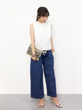 「coca（coca）（コカ）のアイテム（クラッチバッグ）」を使った、RINAさん（レディース・160cm）の夏コーディネート