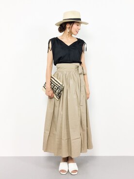 「coca（coca）（コカ）のアイテム（クラッチバッグ）」を使った、RINAさん（レディース・160cm）の夏コーディネート