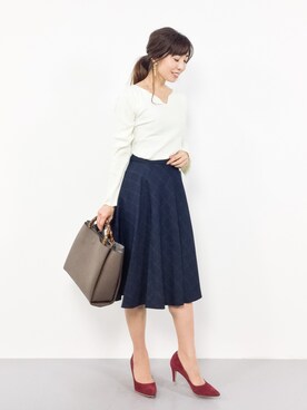 「ROPE' PICNIC（ロペピクニック）のアイテム（スカート）」を使った、RINAさん（レディース・160cm）の秋コーディネート
