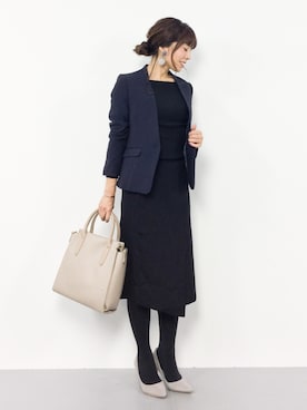 「VIS（ビス）のアイテム（ノーカラージャケット）」を使った、RINAさん（レディース・160cm）の秋コーディネート