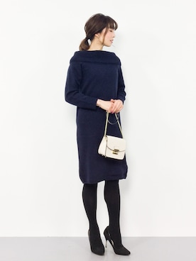「STUDIOUS BLUE（ストゥディオスブルー）のアイテム（ワンピース）」を使った、RINAさん（レディース・160cm）の秋コーディネート