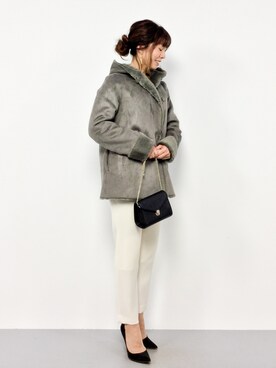 「URBAN RESEARCH（アーバンリサーチ）のアイテム（ムートンコート）」を使った、RINAさん（レディース・160cm）の冬コーディネート