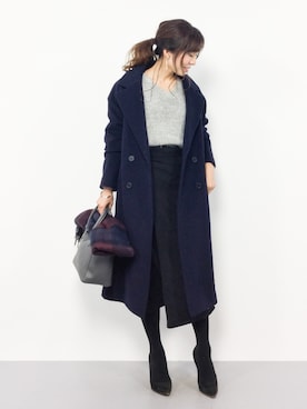 「URBAN RESEARCH（アーバンリサーチ）のアイテム（ピーコート）」を使った、RINAさん（レディース・160cm）の冬コーディネート