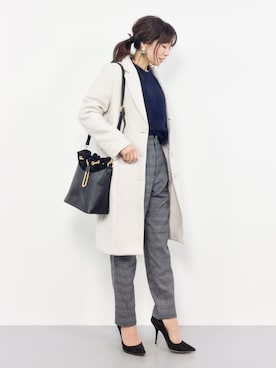 「URBAN RESEARCH ROSSO WOMEN（アーバンリサーチ　ロッソ）のアイテム（チェスターコート）」を使った、RINAさん（レディース・160cm）の冬コーディネート