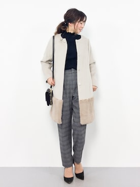 「31 Sons de mode（トランテアン　ソン　ドゥ　モード）のアイテム（ノーカラージャケット）」を使った、RINAさん（レディース・160cm）の冬コーディネート