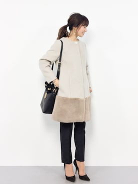 「31 Sons de mode（トランテアン　ソン　ドゥ　モード）のアイテム（ノーカラージャケット）」を使った、RINAさん（レディース・160cm）の冬コーディネート