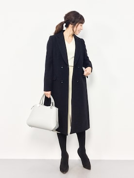 「URBAN RESEARCH ROSSO WOMEN（アーバンリサーチ　ロッソ）のアイテム（チェスターコート）」を使った、RINAさん（レディース・160cm）の冬コーディネート