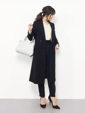 「URBAN RESEARCH ROSSO WOMEN（アーバンリサーチ　ロッソ）のアイテム（チェスターコート）」を使った、RINAさん（レディース・160cm）の冬コーディネート
