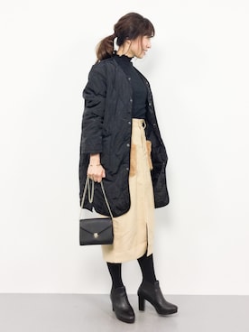 「ハイネックトップス」｜RINAさん（レディース・160cm）の冬コーディネート