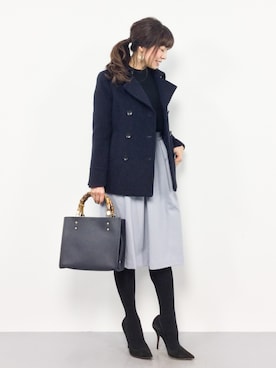 「NATURAL BEAUTY BASIC（ナチュラルビューティーベーシック）のアイテム（ピーコート）」を使った、RINAさん（レディース・160cm）の冬コーディネート