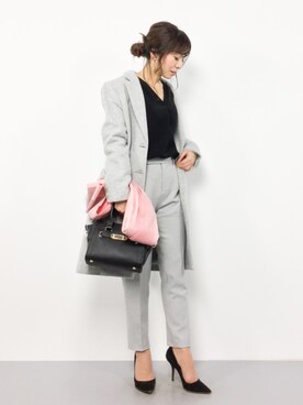 「URBAN RESEARCH ROSSO WOMEN（アーバンリサーチ　ロッソ）のアイテム（チェスターコート）」を使った、RINAさん（レディース・160cm）の冬コーディネート