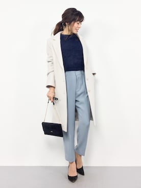 「URBAN RESEARCH ROSSO WOMEN（アーバンリサーチ　ロッソ）のアイテム（チェスターコート）」を使った、RINAさん（レディース・160cm）の冬コーディネート
