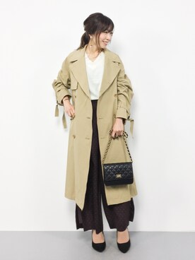 「Another Edition（アナザーエディション）のアイテム（トレンチコート）」を使った、RINAさん（レディース・160cm）の冬コーディネート