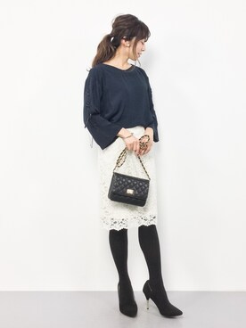 「PLAIN CLOTHING（プレーンクロージング）の【SALE!!プチプラ祭り】【14,500点突破】ダイヤ柄ステッチショルダーバッグ/ポシェット（ショルダーバッグ）」を使った、RINAさん（レディース・160cm）の冬コーディネート