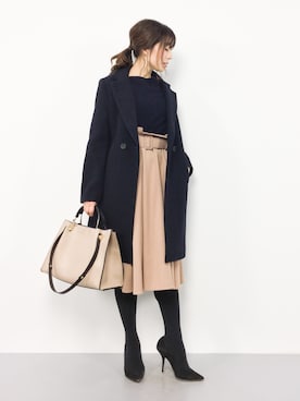 「A part by（アパートバイ）のアイテム（チェスターコート）」を使った、RINAさん（レディース・160cm）の冬コーディネート