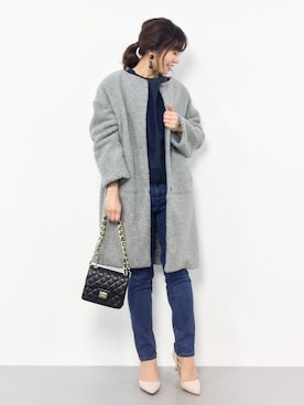 「NATURAL BEAUTY BASIC（ナチュラルビューティーベーシック）のアイテム（その他アウター）」を使った、RINAさん（レディース・160cm）の冬コーディネート