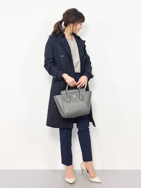 「NATURAL BEAUTY BASIC（ナチュラルビューティーベーシック）のアイテム（トレンチコート）」を使った、RINAさん（レディース・160cm）の冬コーディネート