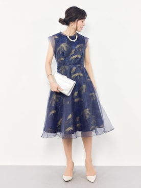 Girl ガール の 花柄ジャガード オーガンジーフレア結婚式ワンピースドレス ドレス Wear