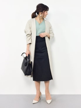 「N.（N. Natural Beauty Basic）（エヌエヌナチュラルビューティーベーシック）のアイテム（ノーカラージャケット）」を使った、RINAさん（レディース・160cm）の春コーディネート