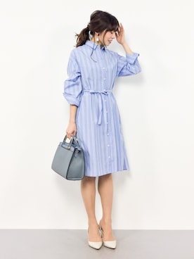 「NATURAL BEAUTY BASIC（ナチュラルビューティーベーシック）のアイテム（シャツワンピース）」を使った、RINAさん（レディース・160cm）の春コーディネート
