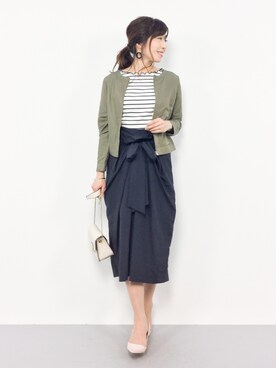 「NATURAL BEAUTY BASIC（ナチュラルビューティーベーシック）のアイテム（ブルゾン）」を使った、RINAさん（レディース・160cm）の春コーディネート