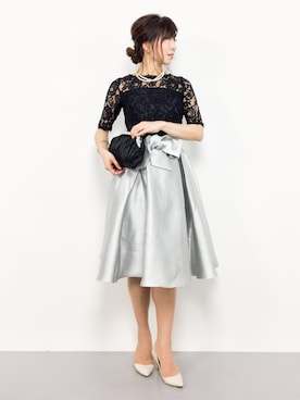 「アイテム（ドレス、グレー系）」を使った、RINAさん（レディース・160cm）の春コーディネート