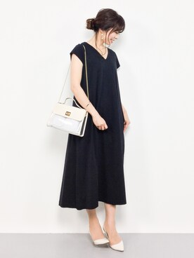 「Heather（ヘザー）のPVCフェイクレザーショルダー　789037（ショルダーバッグ）」を使った、RINAさん（レディース・160cm）の春コーディネート