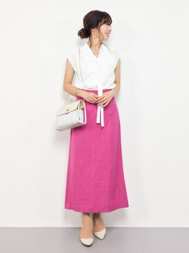 「Heather（ヘザー）のPVCフェイクレザーショルダー　789037（ショルダーバッグ）」を使った、RINAさん（レディース・160cm）の春コーディネート