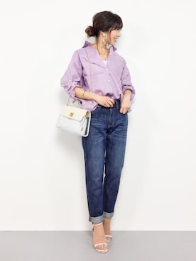 「Heather（ヘザー）のPVCフェイクレザーショルダー　789037（ショルダーバッグ）」を使った、RINAさん（レディース・160cm）の春コーディネート