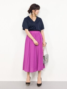 「fifth（フィフス）のフラップチェーンミドルショルダーバッグ（ショルダーバッグ）」を使った、RINAさん（レディース・160cm）の夏コーディネート