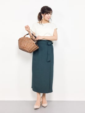 「grove（グローブ）のアイテム（かごバッグ）」を使った、RINAさん（レディース・160cm）の夏コーディネート
