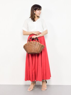 「grove（グローブ）のアイテム（かごバッグ）」を使った、RINAさん（レディース・160cm）の夏コーディネート