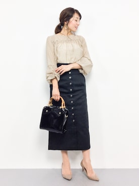 「URBAN RESEARCH ROSSO WOMEN（アーバンリサーチ　ロッソ）のフロント釦タイトスカート（スカート）」を使った、RINAさん（レディース・160cm）の夏コーディネート