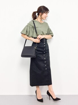 「URBAN RESEARCH ROSSO WOMEN（アーバンリサーチ　ロッソ）のフロント釦タイトスカート（スカート）」を使った、RINAさん（レディース・160cm）の夏コーディネート