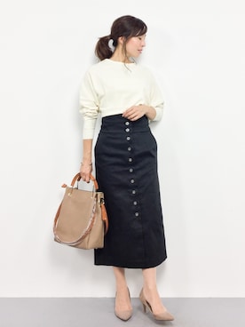 「URBAN RESEARCH ROSSO WOMEN（アーバンリサーチ　ロッソ）のフロント釦タイトスカート（スカート）」を使った、RINAさん（レディース・160cm）の夏コーディネート