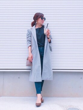 「ZOZO（ゾゾ）のスリムテーパードデニムパンツ［WOMEN］（デニムパンツ）」を使った、RINAさん（レディース・160cm）の秋コーディネート