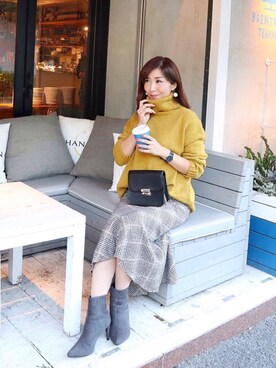 「fifth（フィフス）のフラップチェーンミドルショルダーバッグ（ショルダーバッグ）」を使った、RINAさん（レディース・160cm）の秋コーディネート