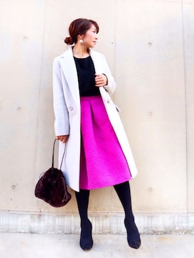 「オフィススタイル」｜「アイテム（アンダーウェア）」を使った、RINAさん（レディース・160cm）の冬コーディネート