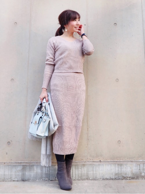 RINAさんの「フィフス Vネックリブニットセットアップ（fifth）」を使ったコーディネート