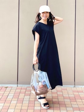 「NANO universe（ナノユニバース）のアイテム（キャップ）」を使った、RINAさん（レディース・160cm）の夏コーディネート