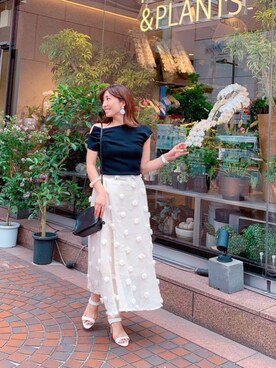 「LOWRYS FARM（ローリーズファーム）のヘンケイバングル　831862（バングル/リストバンド）」を使った、RINAさん（レディース・160cm）の夏コーディネート